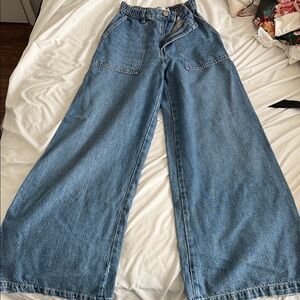 Wide-Leg Blue Jeans